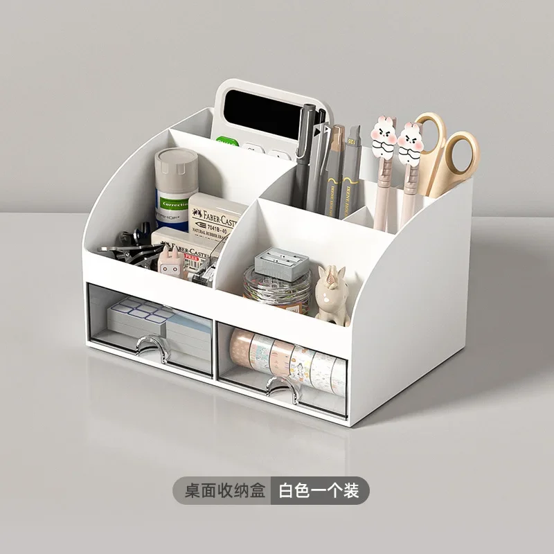 Transparent Desk Organizer with Multi-Drawer Storage