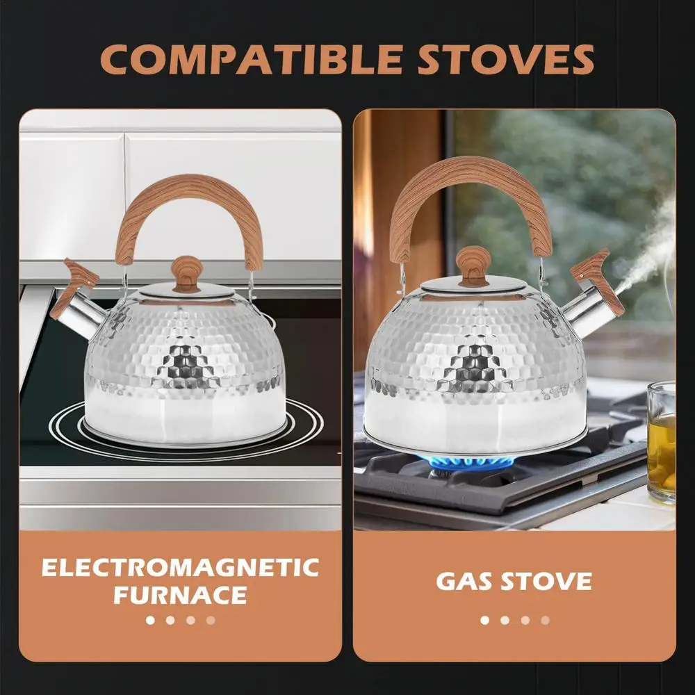Whistling Tea Kettle 2L Tea Kettle For Camping Tea Kettle Loud Whistling Stainless Steel Teapot Anti-Hot Handle And Anti-Rust