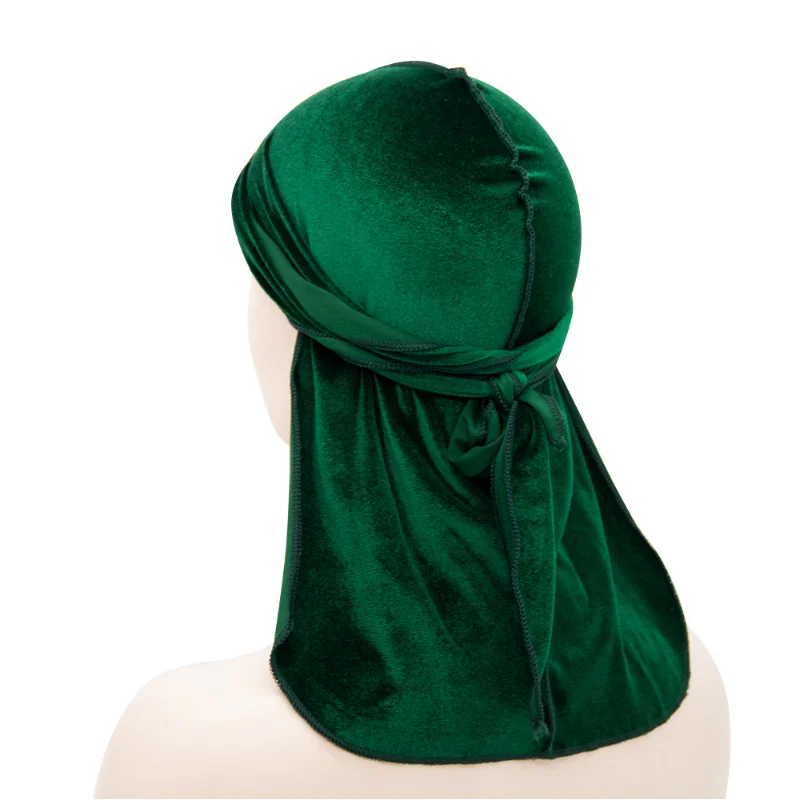 Spring Velvet Breathable Bandana Hats Durag For Men Women Hip Hop Caps Du Rag Riding Long Tail Headwrap Unisex Turban Durag Caps