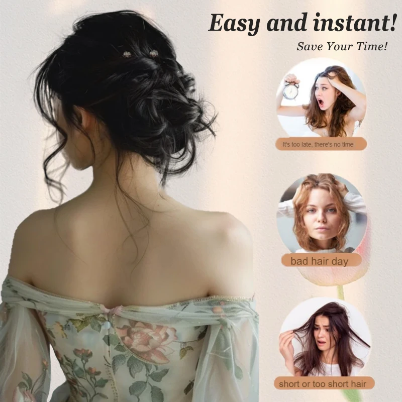 LUPU Messy Hair Bundle Claw Clip Short Fluffy Ponytail Extension Bun, Ponytail Synthetic Hair Piece Suitable for Women