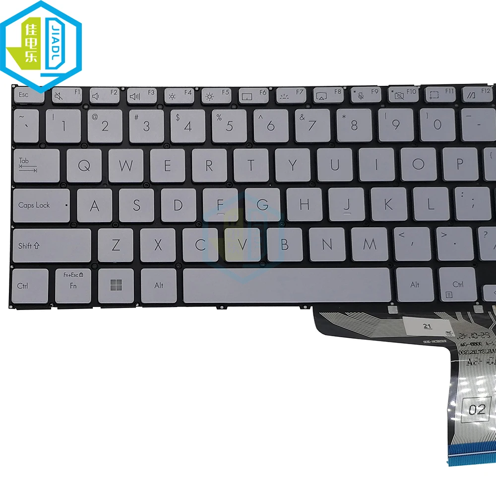 Backlight Keyboard Inglês para Asus Vivobook 14 X1402 X1402za X1402z Laptop Backlit Substituição Teclados Prateados Caps uk us - Imagem 5