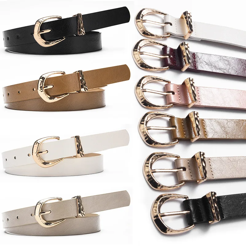 Elegant Retro Hammered-Texture Women’s Pin-Buckle Belt