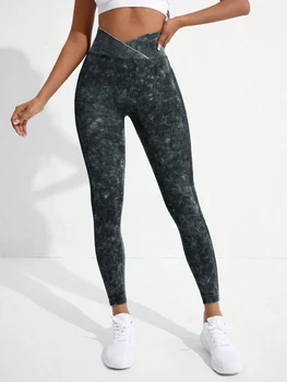 Leggings da palestra per donna, vita incrociata, sollevamento del sedere, fitness, allenamento atletico, pantaloni da yoga, collant per sport all'aria aperta