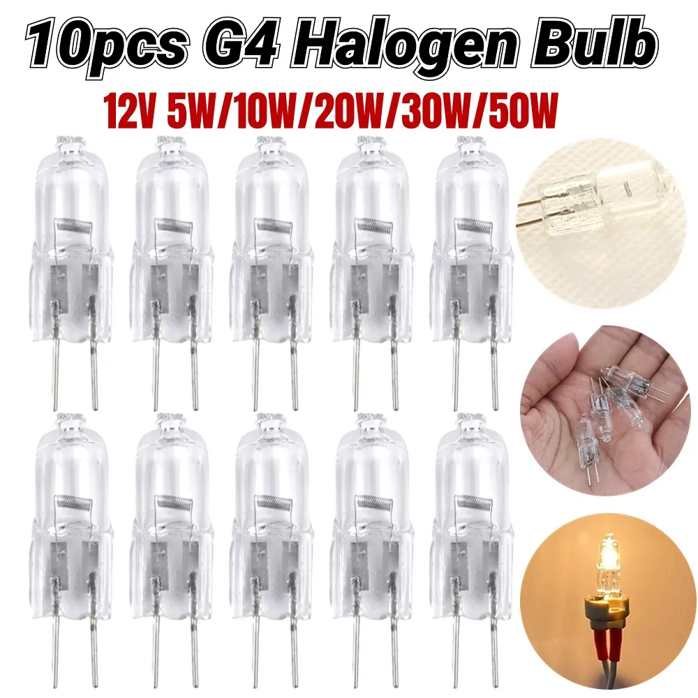 

10PCS G4 2V 5W/10W/20W/30W/50W Eco Halogen Light Bulbs Capsule LED Lamp Bulbs Inserted Beads Crystal Lamp Halogen Bulb