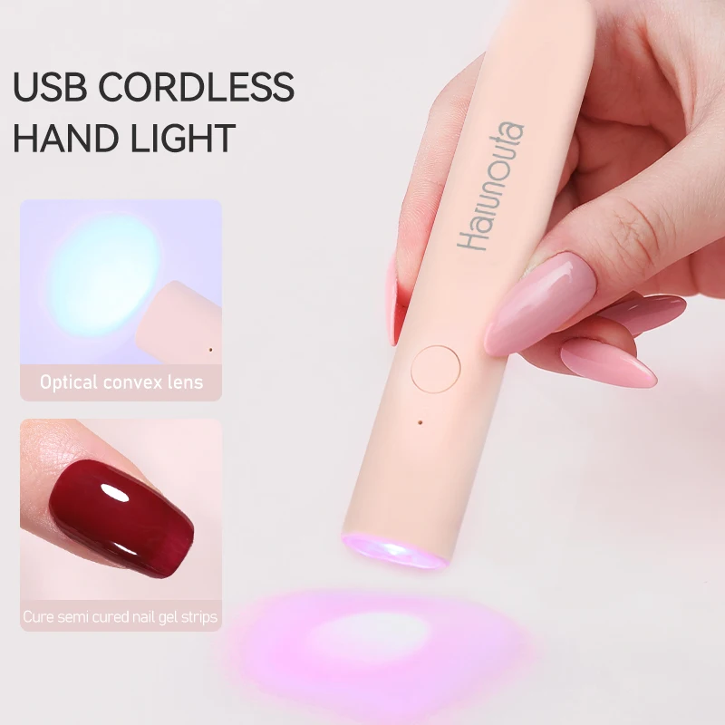 Nail Art Tools Nail Dryer Harunouta Portable Nail Lamp for Semi Cured Gel Nail Strips Quick Dry Machine Rechargeable Dryer Lamp Manicure Tool
