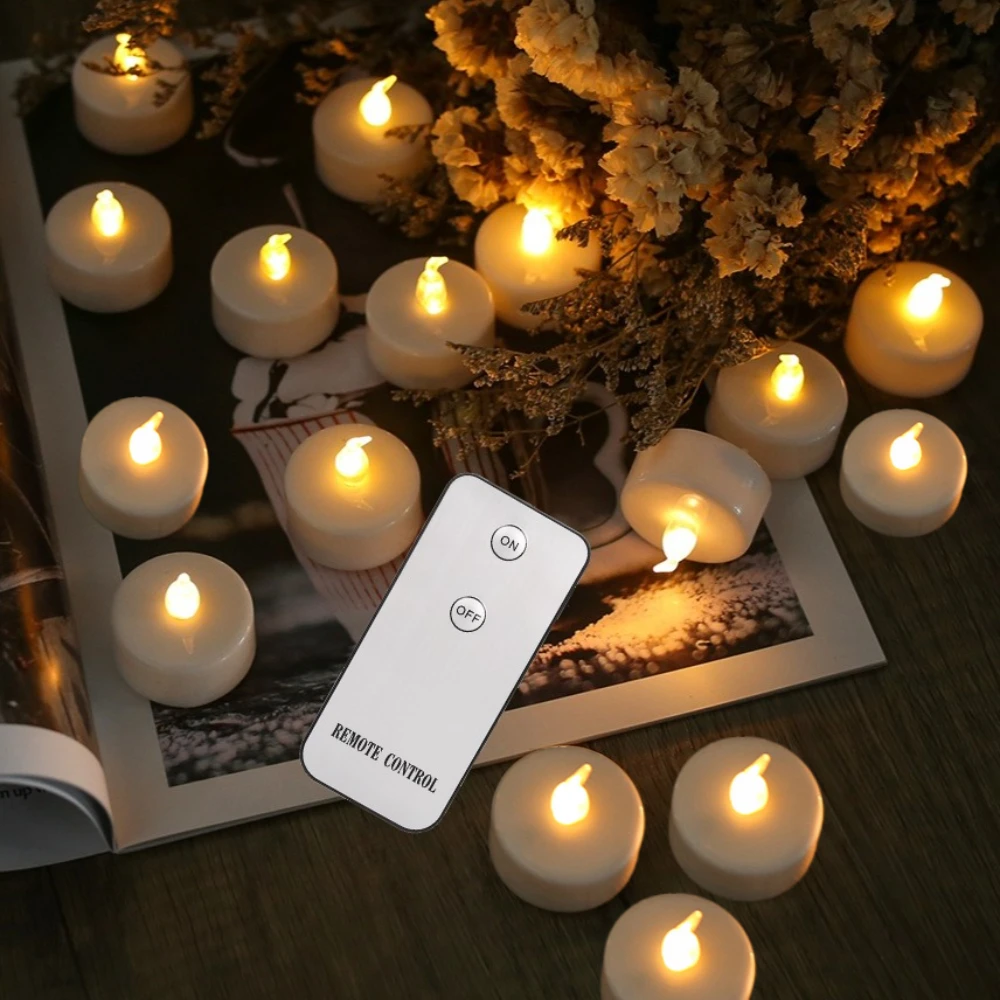 Flickering LED Tea Light Candles – Battery Operated, Long-Lasting, Realistic Glow for Holiday and Wedding Decor