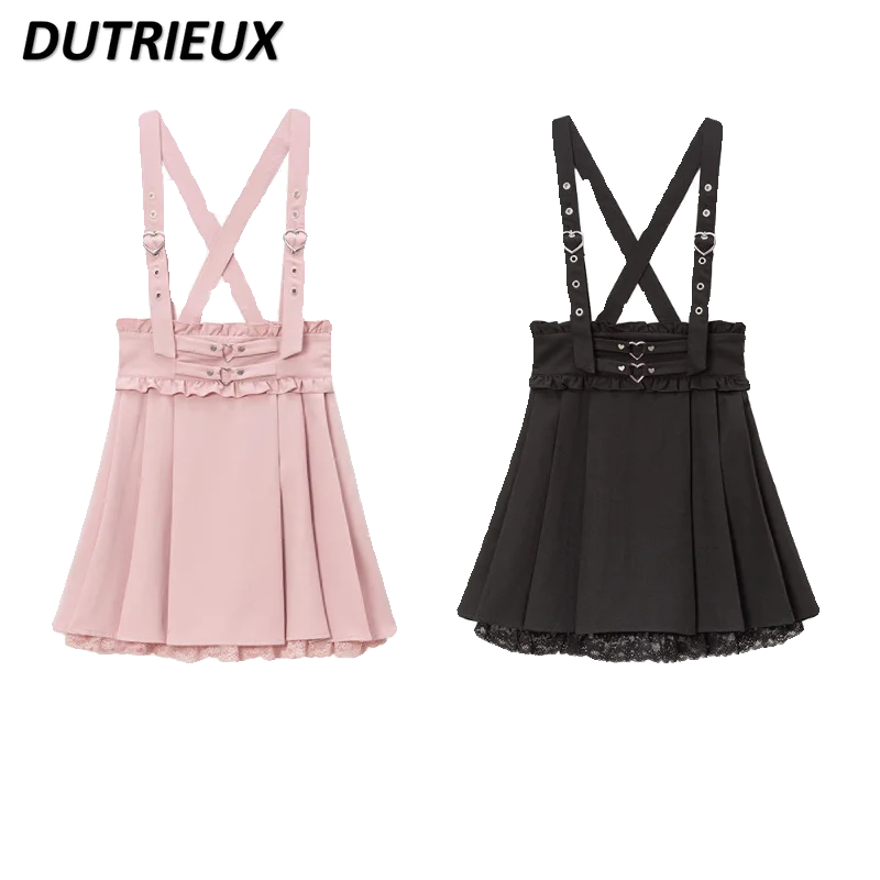 

Spring and Summer New All-Match Tutu Wooden Ear Figure Flattering Suspension Skirt Lace Edge Japanese Sweet Pleated Short Skirts