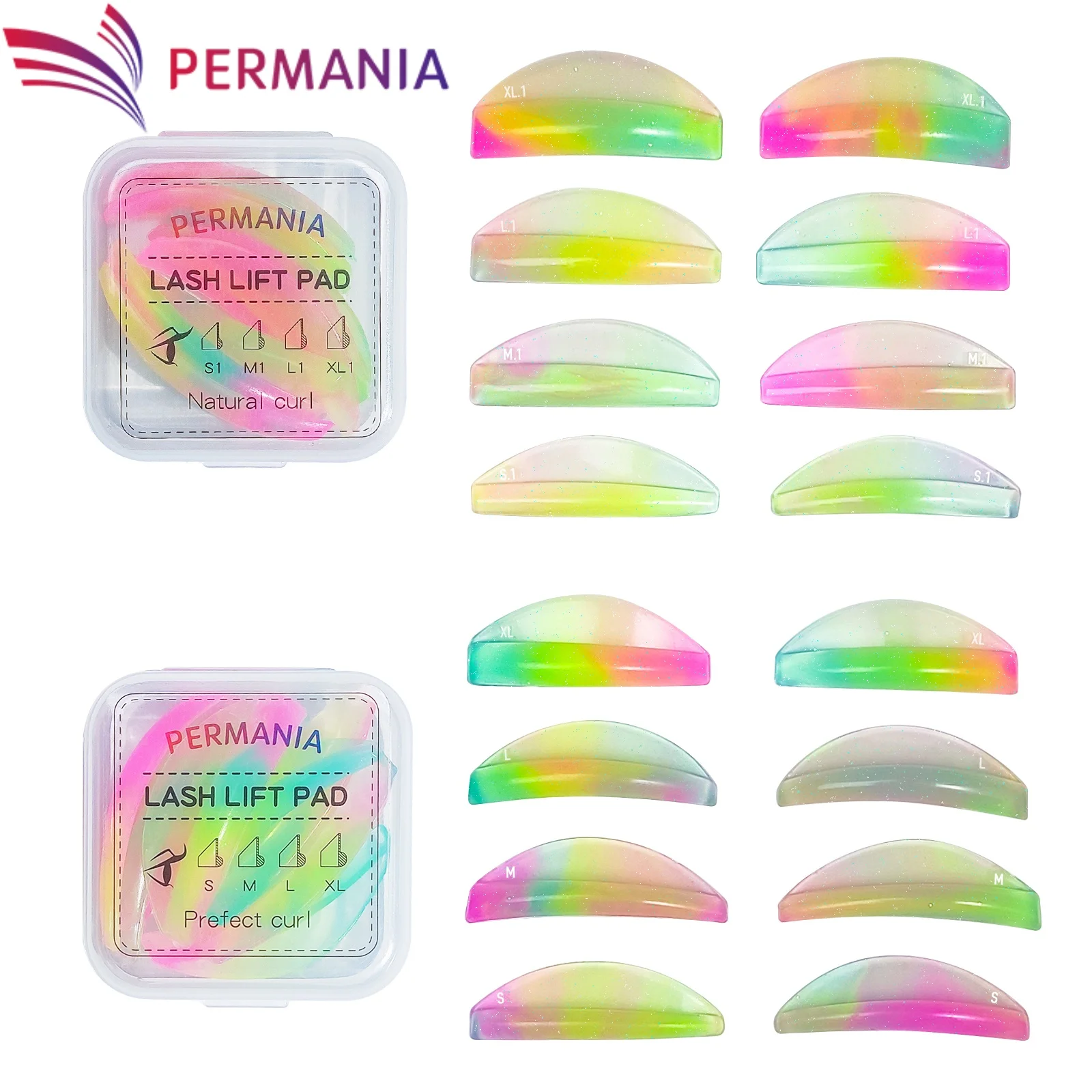 PERMANIA Lash Lift Rods 16Pcs Reusable Silicone Eyelash Perm Curler With 2 Type Curl U and C Curl Lash Lift Shield Makeup Tool