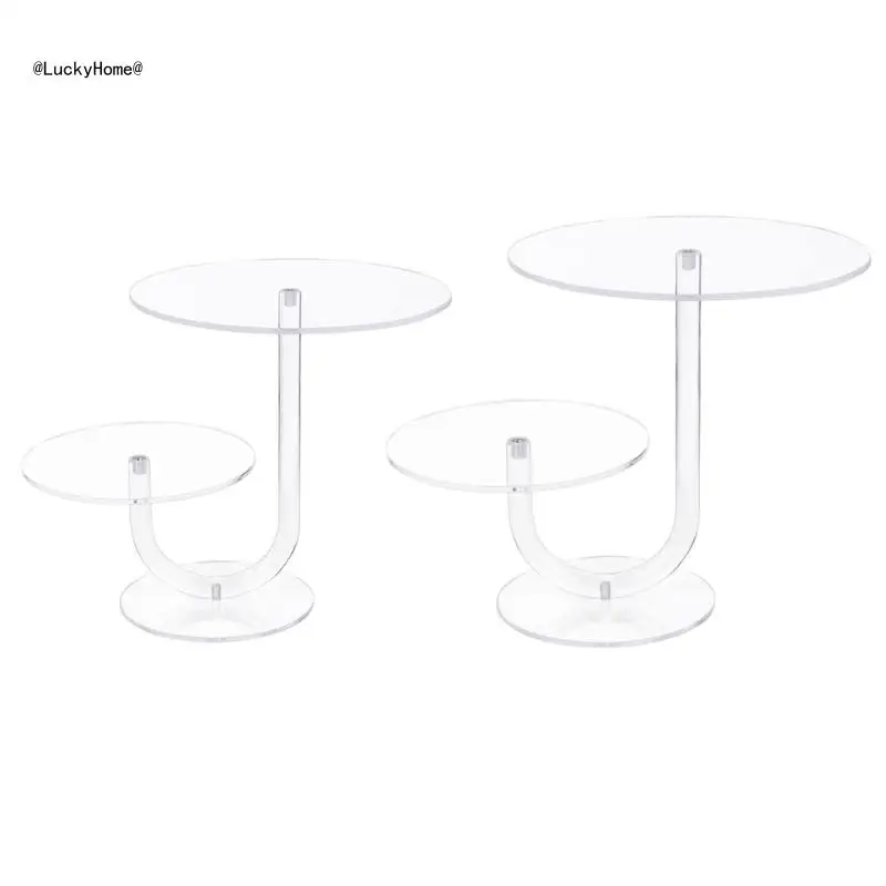 

Modern Acrylic Cake Rack for Presentation 2 Tierd Clear Dessert Display Shelf Elegant Wedding Anniversary Cake Holder 11UA