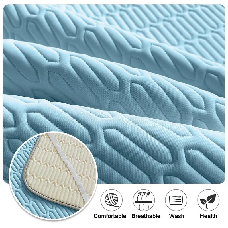 Latex Bed Sheets Bed Cover Washable Non-Slip Solid Covers Solid Color Mattress Topper Summer Bedspread For Summer Dust Mat