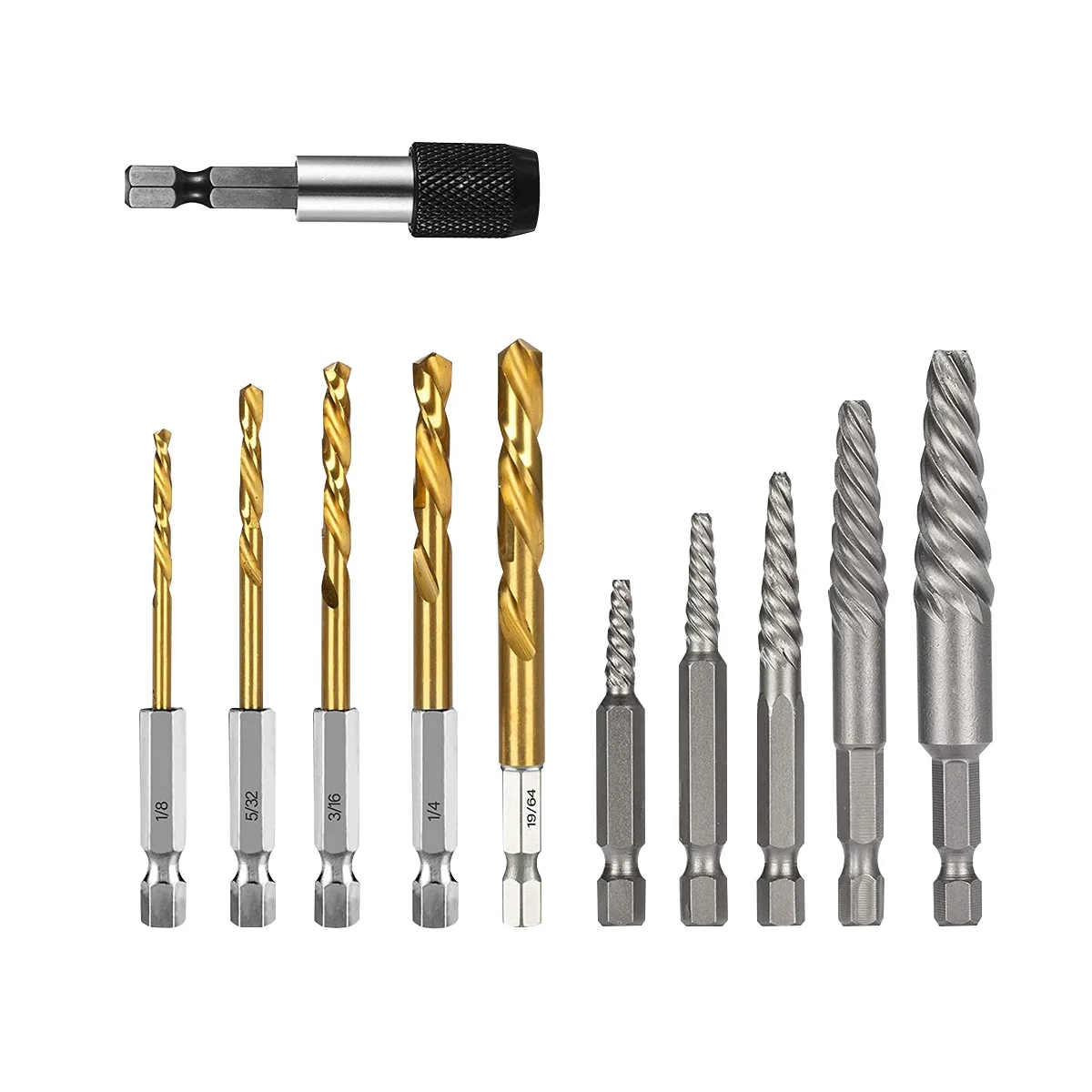 

Screw Extractor Set, 11 Pieces Easy Out Bolt Extractor Set, Reverse Drill Bit Extractor Set for Removing Broken Screws