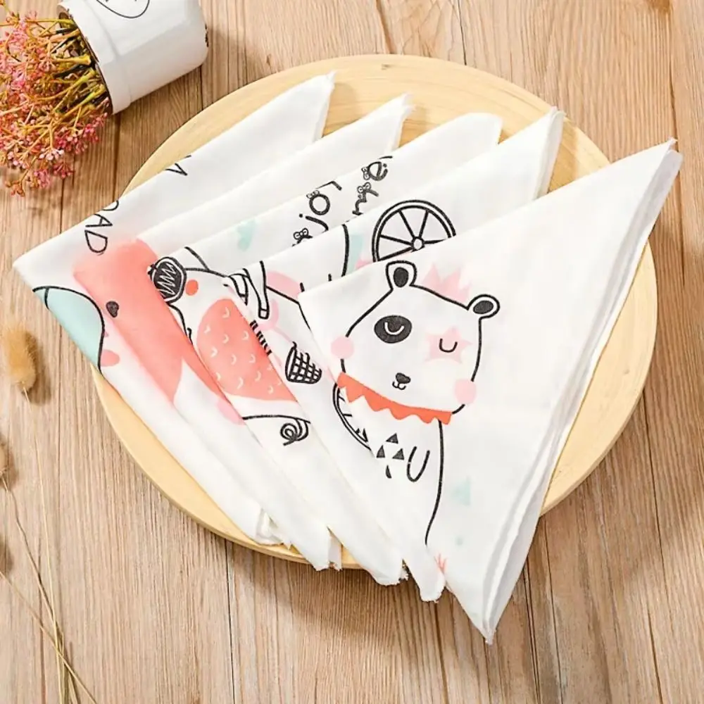 5PCS Burp Cloth Baby Gauze Towels Face Wipes Scarf Pure Cotton Square Towels Handkerchief Six Layer Cartoon Infan Washcloth