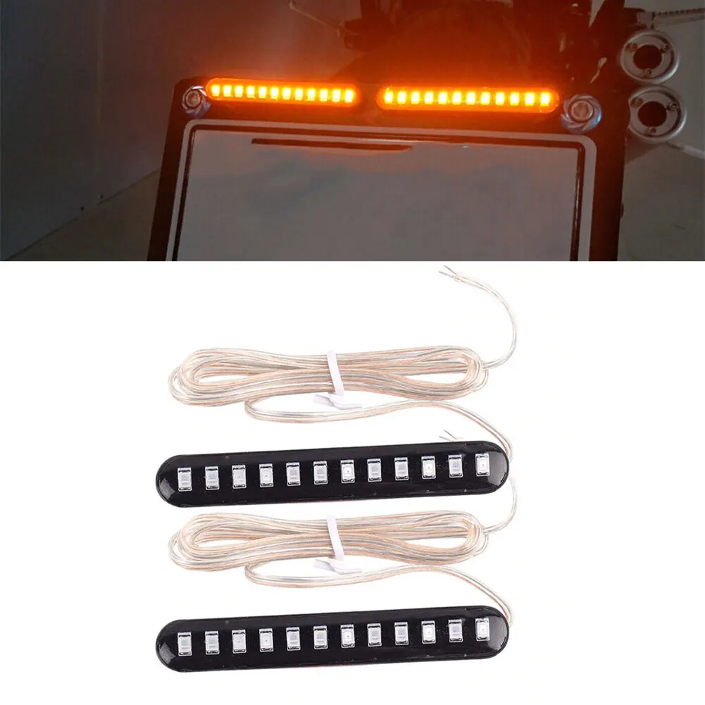 

Turn Light Motorcycle Universal 2PCS Amber DC 12V Flowing Water License Plate Light Bar For Electric Motorcycles