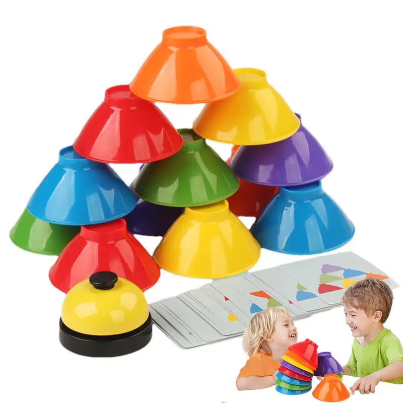 

Rainbow Stacking Bowls Rainbow Stacking Toy Stacking Game Toy 6 Stacking Bowls With Bell 25 Cards Sensory Learning Toy For Kids