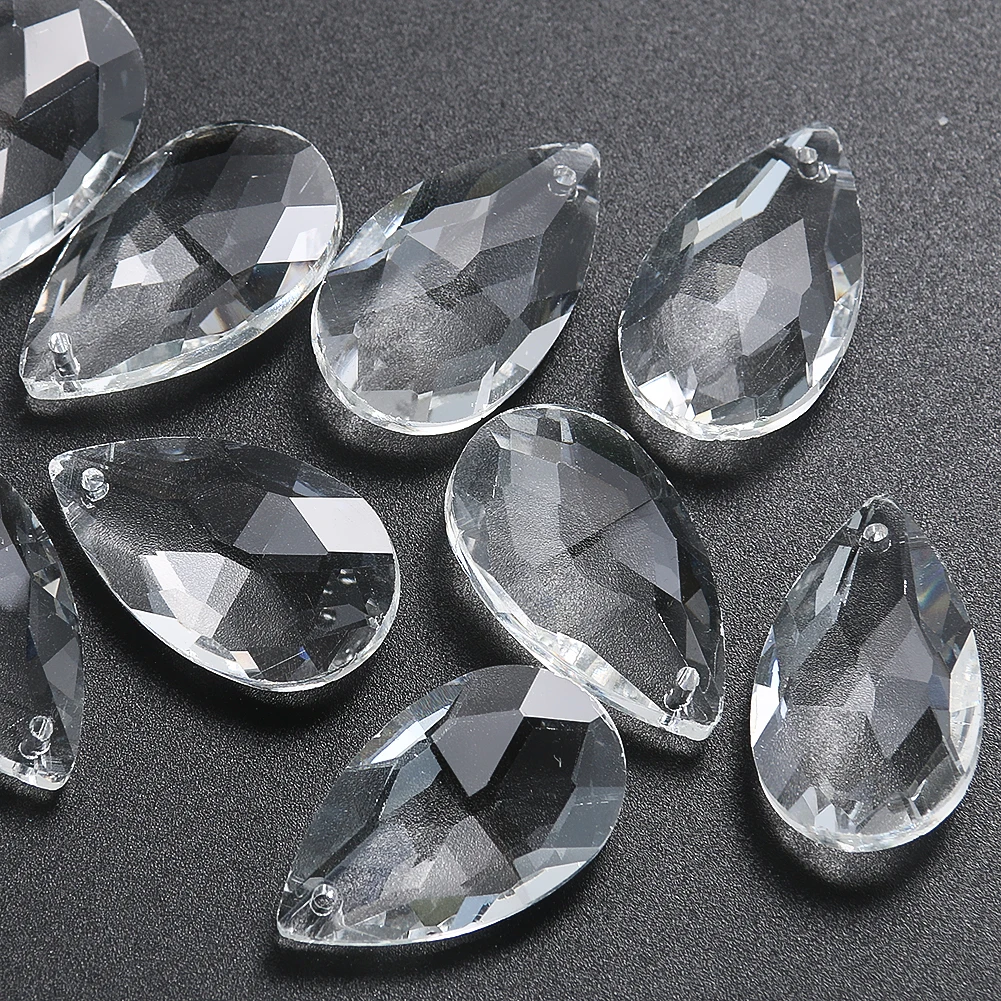 Chandelier Crystals Teardrop Prisms 6PCS 28mm Clear Faceted Pendant Rainbow Refractive Effect Crystal Beads for Jewelry Making