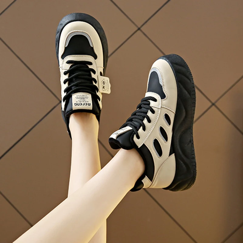 Thickened Warm Cotton Shoes Autumn and Winter Genuine Leather Thick-soled Sports Shoes Women's Casual Shoes Versatile Sneakers