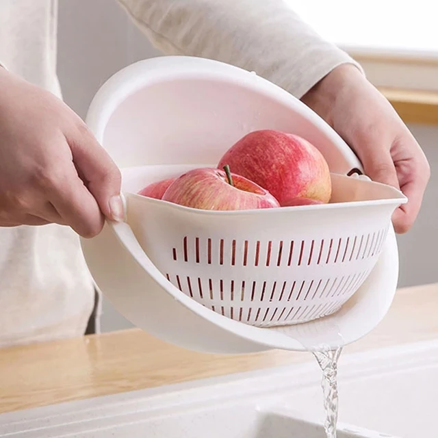 Passoire à Pâtes, 2 en 1 Passoire Plastique,Panier des Légumes,de vidange  Rotatif à Double