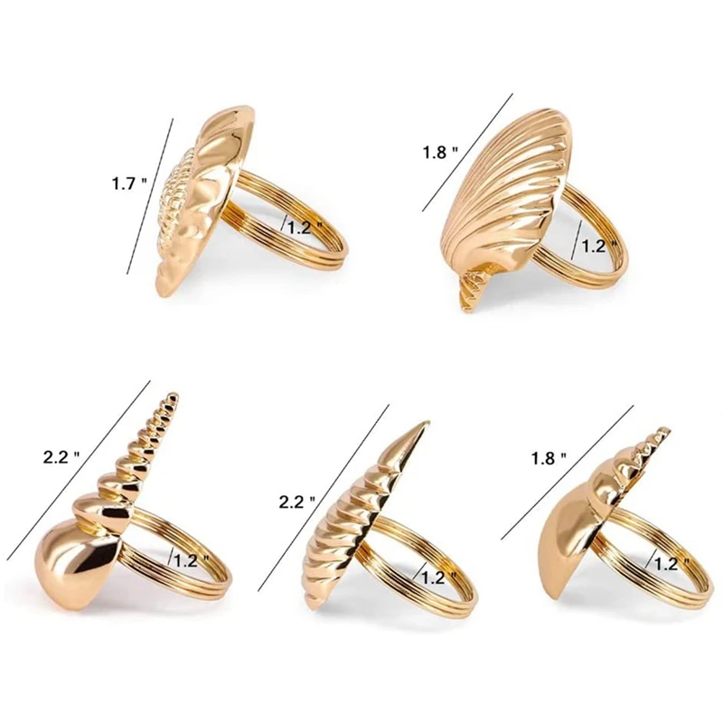 Coastal Theme Sea Shells Metal Napkin Rings For Weddings Receptions,Dinner Parties,Family Gatherings,Table Supplies