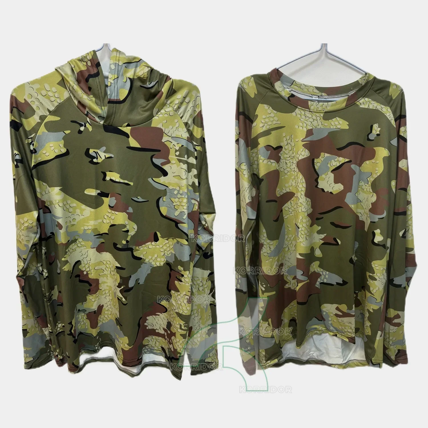 Camouflage Long Sleeve Shirt Sun Protection T-Shirt Top Summer Outdoor Hooded Fishing Shirts Mountain Hiking Camp Hunting Jersey