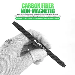 RELIFE RL-060B Non-magnetic LCD Screen Disassembly Crowbar for Phone Repair Carbon Fiber Back Cover Glass Removal Prying Tool