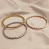 Classic Roman Numeral Zircon O Shape Stainless Steel Gold Plated Bracelet, High Quality Waterproof Wedding Party Jewelry 1