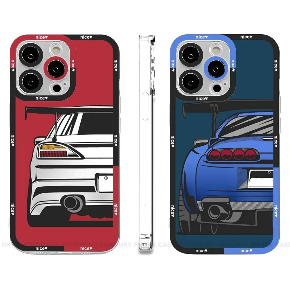 Japan JDM Sports Car Phone Case Anger Eyes For IPhone 13 12 Mini 11 14 15 Pro Max 8 7 Plus Xs X Xr Se 2022 Silicone Cover Funda