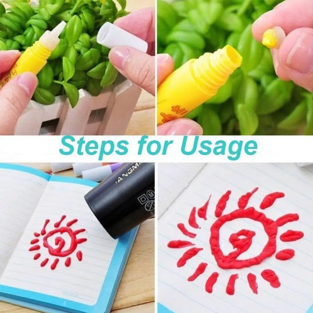 Color Marker Pens 6Colors Popcorn DIY 3D Art