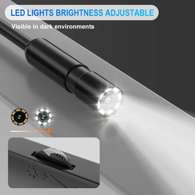 TYPE-C Industrial Endoscope HD1080P 8MM/5.5MM Probe Car Pipe Inspection Borescope Camera LEDs Waterproof for IOS Android Phones 4