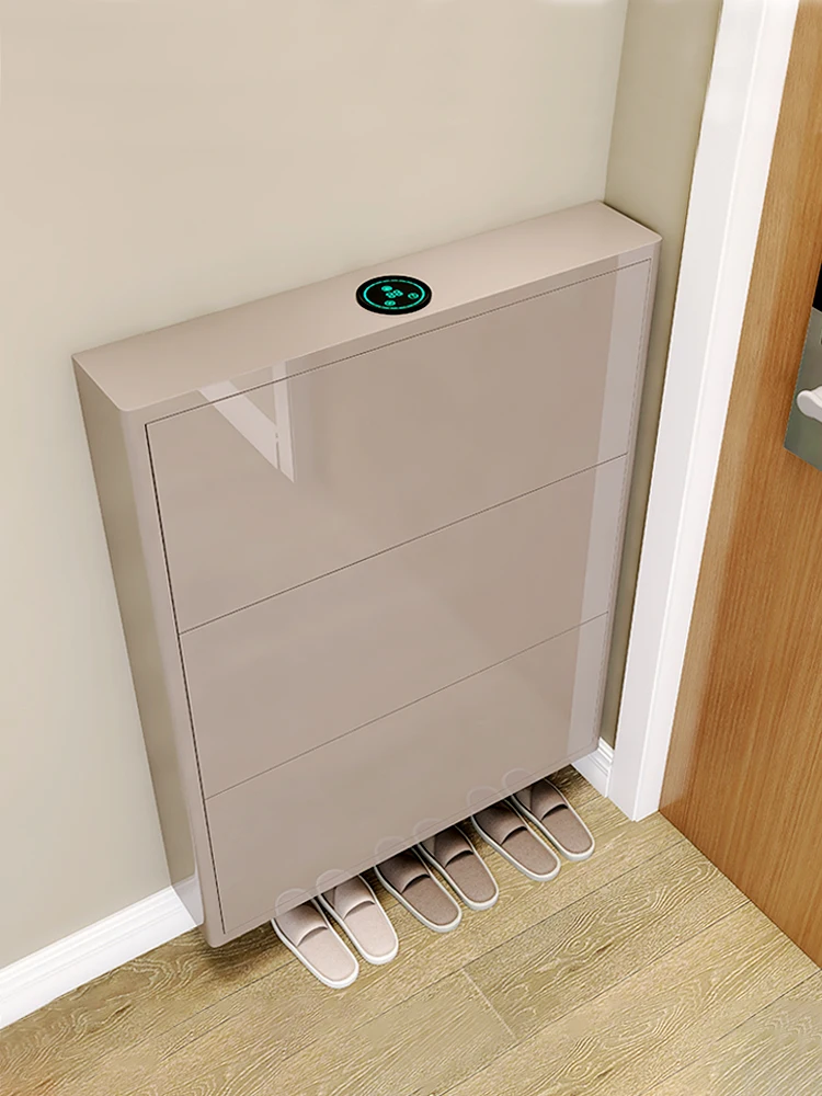 

Ultra-thin disinfection shoe cabinet new household door large-capacity Nordic metal extremely narrow tipping bucket