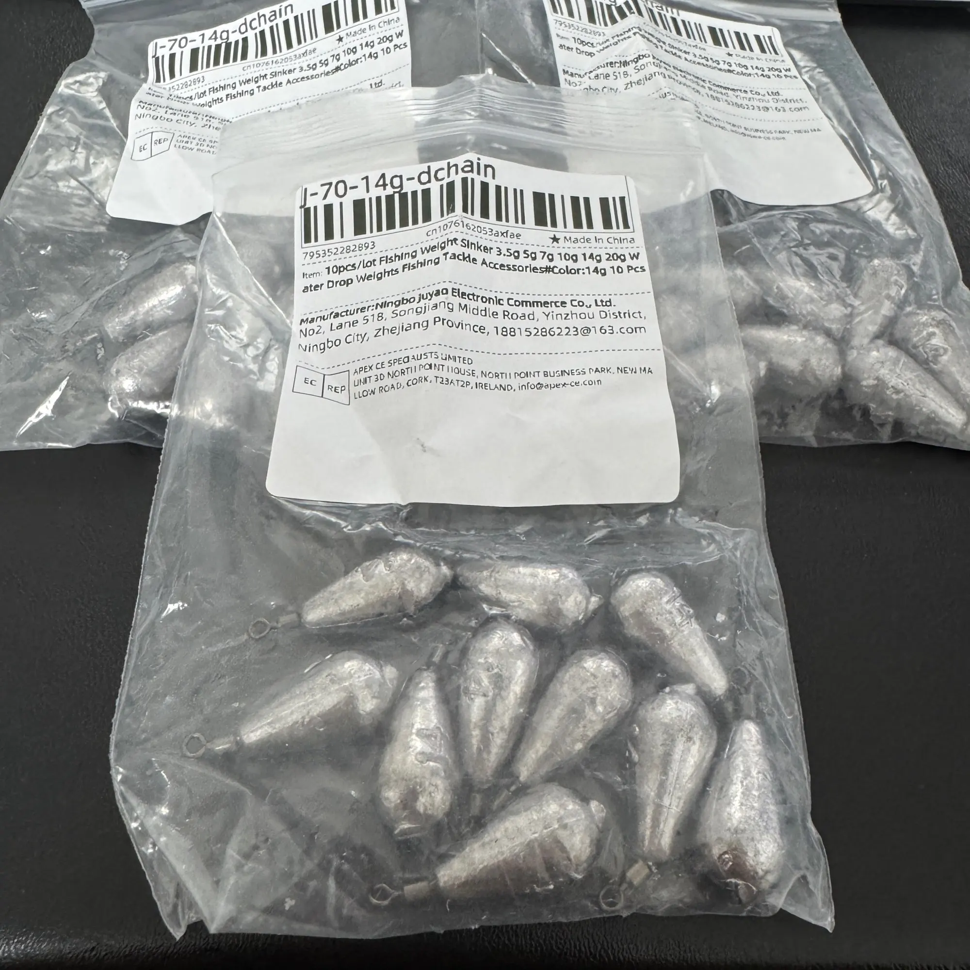 10pcs/lot Fishing Weight Sinker 3.5g 5g 7g 10g 14g 20g Water Drop Weights Fishing Tackle Accessories photo review