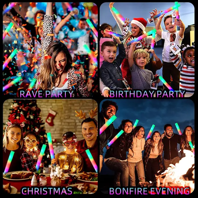 Bâtons lumineux en mousse avec 3 Modes, 30 pièces, bâton lumineux clignotant Led coloré, fournitures de fête qui brillent dans la nuit pour Concert de Raves de mariage 5