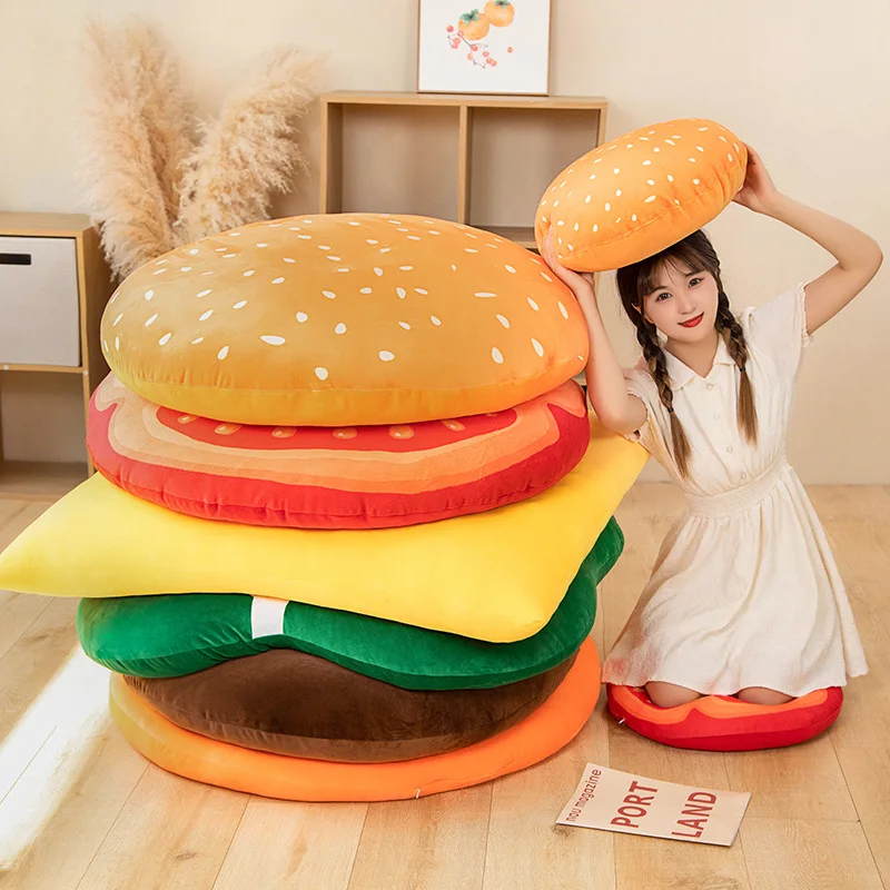 45/90CM Hamburger Composition Plush Rug Floor Mat Cushion Pillow Cushion 5