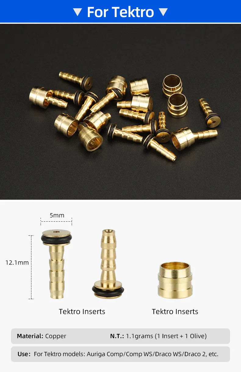 Fahrradbremse Kupfer Olive Head Verbindungseinsatz/Ölnadel-Set für Shimano BH59 BH90 Sram Magura Tektro hydraulische Scheibenbremse – Detail 8