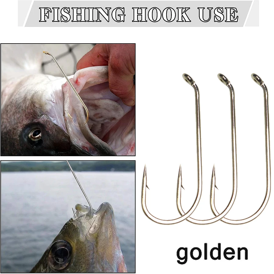 Fly Fishing Hooks 100pcs Dry Fly Tying Hooks Golden Bass Fly Hooks