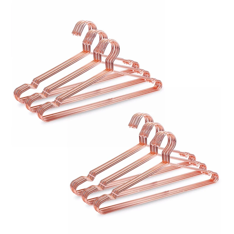 

New 20Pcs Rose Copper Gold Metal Clothes Shirts Hanger With Groove, Heavy Duty Strong Coats Hanger, Suit Hanger Rose Gold