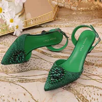 2025 Women's Green High Heels - Italy-Inspired Rhinestone Pointed-Toe Design for Gorgeous Parties | Plus Size Available - Image 6
