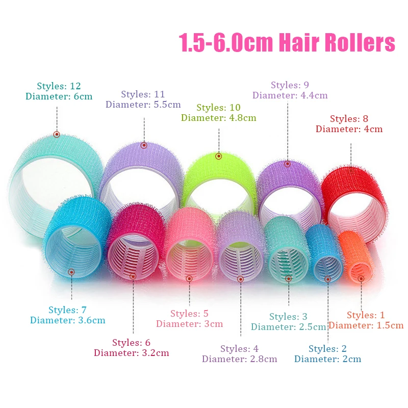 Heatless Self Grip Hair Curlers Rollers for Women Waves Bang Hair Self-adhesive Curler Hairdressing Salon Supplies Tubes 6Pcs hair styling tool,hair curling tools