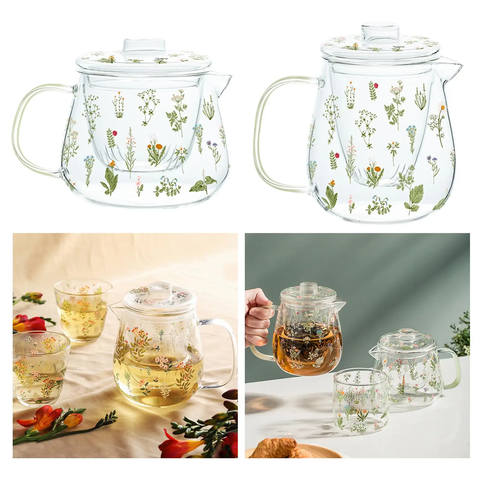 Tea Blooming Teapot Transparent with Tea Strainer Tea Kettle Loose Leaf Teapot for Home Birthday Party Anniversary Gift Tea Blooming Teapot Transparent with Tea Strainer Tea Kettle Loose Leaf Teapot for Home Birthday Party Anniversary Gift