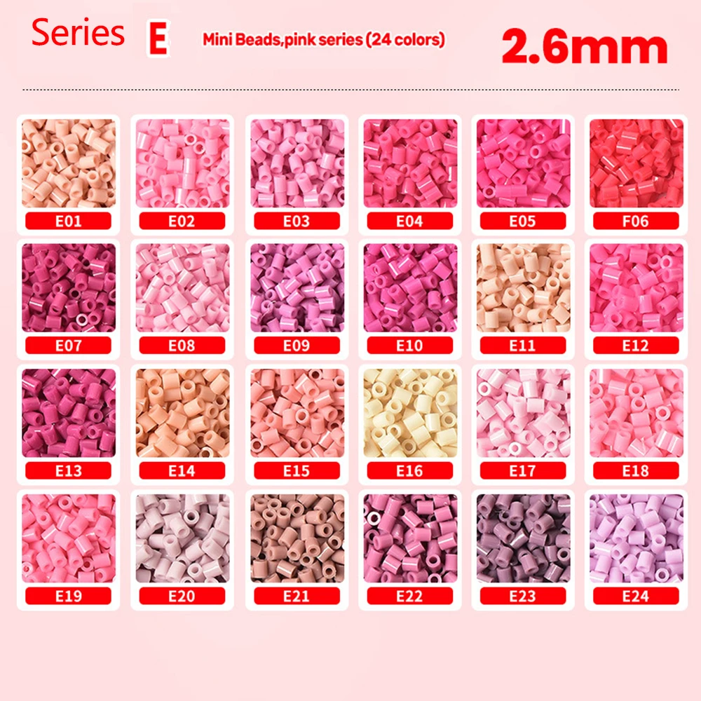 1000pcs 2.6mm 펄러 비즈는 전체 색상 구성으로 완성됩니다. Diy 직소 퍼즐 수제 선물 홈 인테리어를 위한 퓨즈 하마 비즈