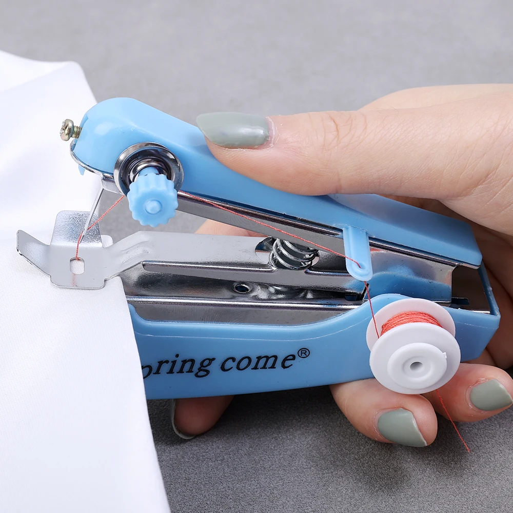 Portable Mini Handheld Sewing Machine Manual Handy Needlework Cordless  Stitch Sew Clothes Household DIY Hat Scarf Sewing Tools