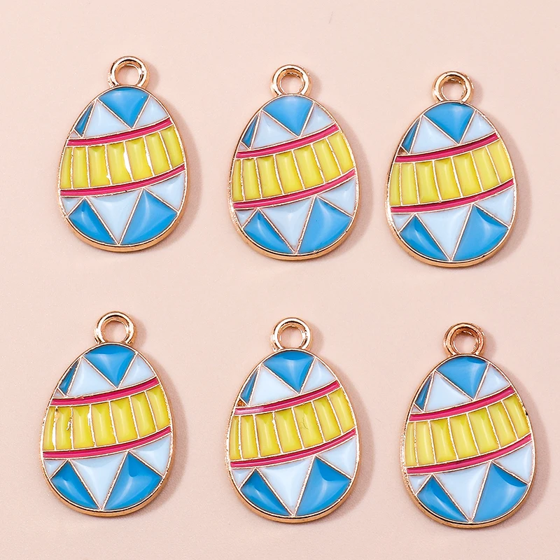Leslie 10 Stück bunte schöne Kaninchen Hase Ostereier Charms Ostertag Charms Anhänger für DIY Schmuckherstellung handgemachtes Handwerk – Detail 23