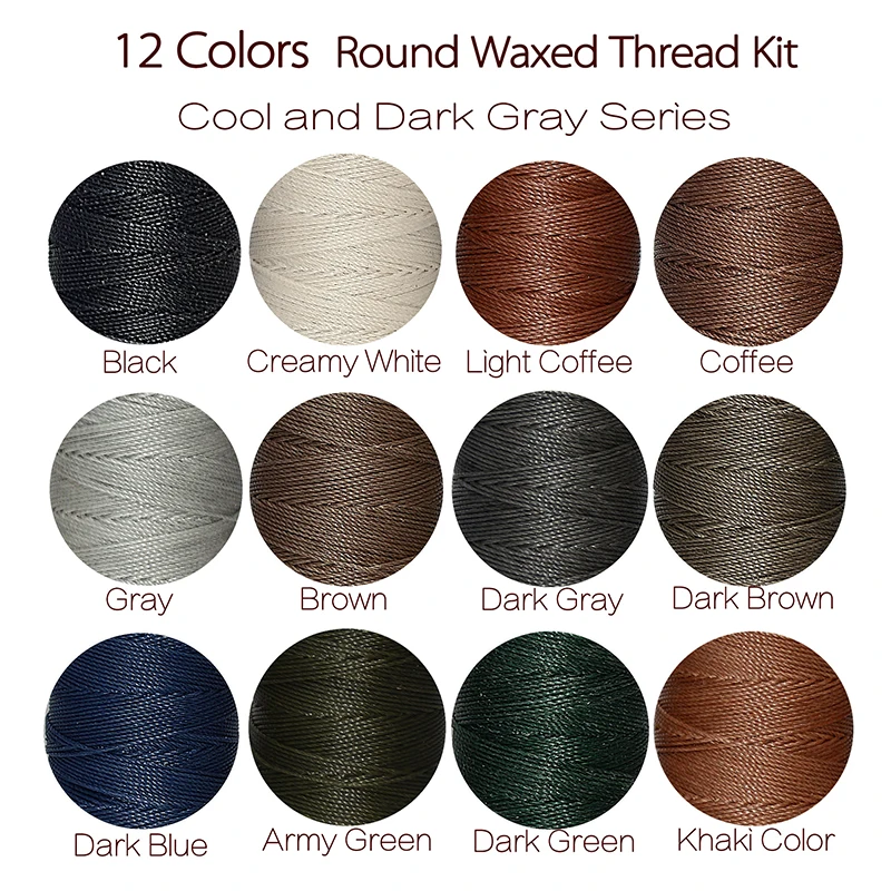 가죽 공예용 바느질 라운드 왁스 실, 바느질 실, DIY 제본 신발 수리, 보석 제작, 12 색/세트, 0.55mm