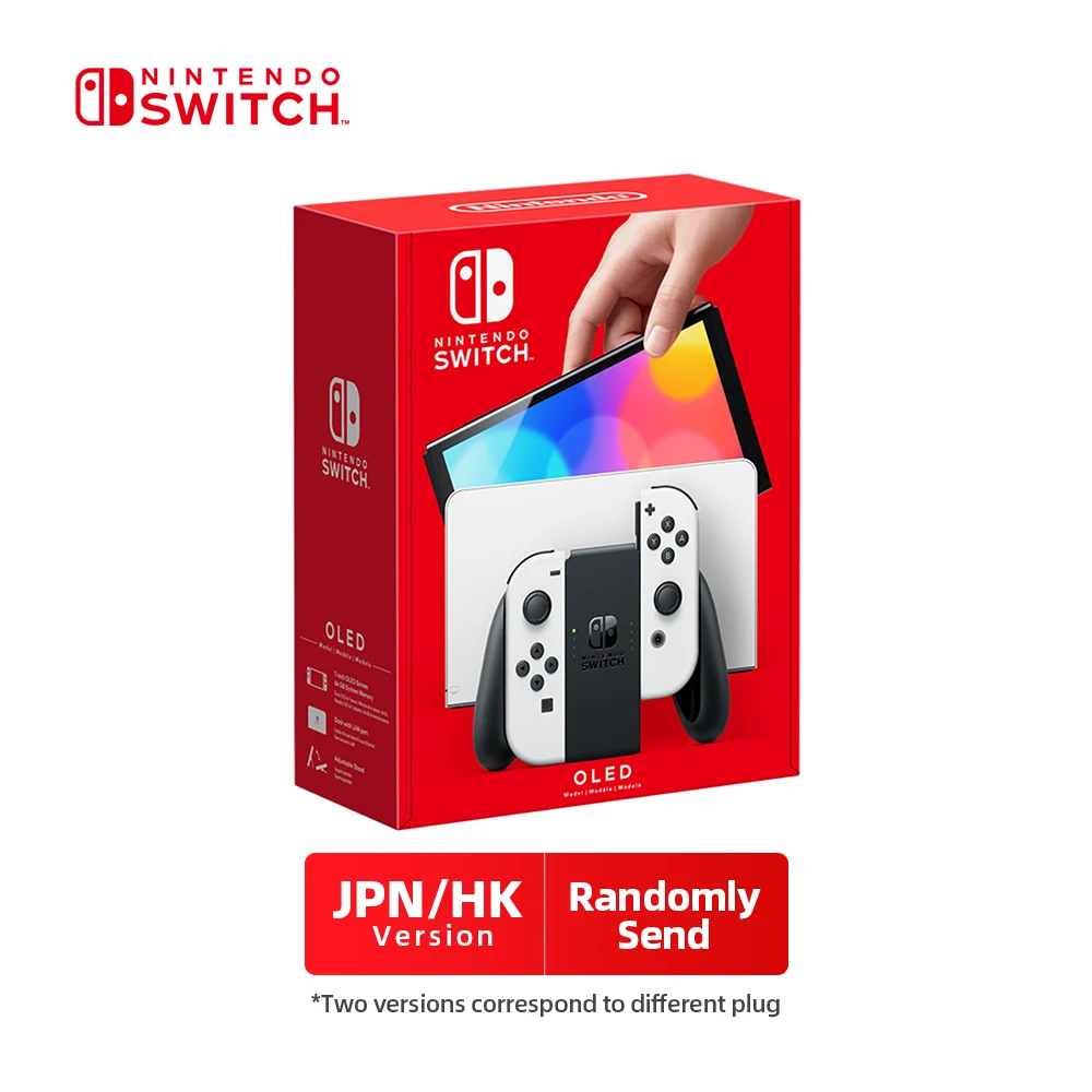 وحدة تحكم ألعاب Nintendo Switch OLED Video الأصلية مع شاشة Joy Con مقاس 7 بوصات OLED للتلفزيون على سطح الطاولة وضع محمول باللونين الأبيض والأزرق والأحمر