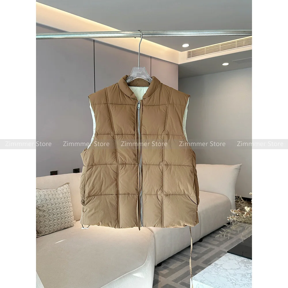 

2024 Autumn and winter new square paper stand-up collar binding down cotton waistcoat bread clothing women