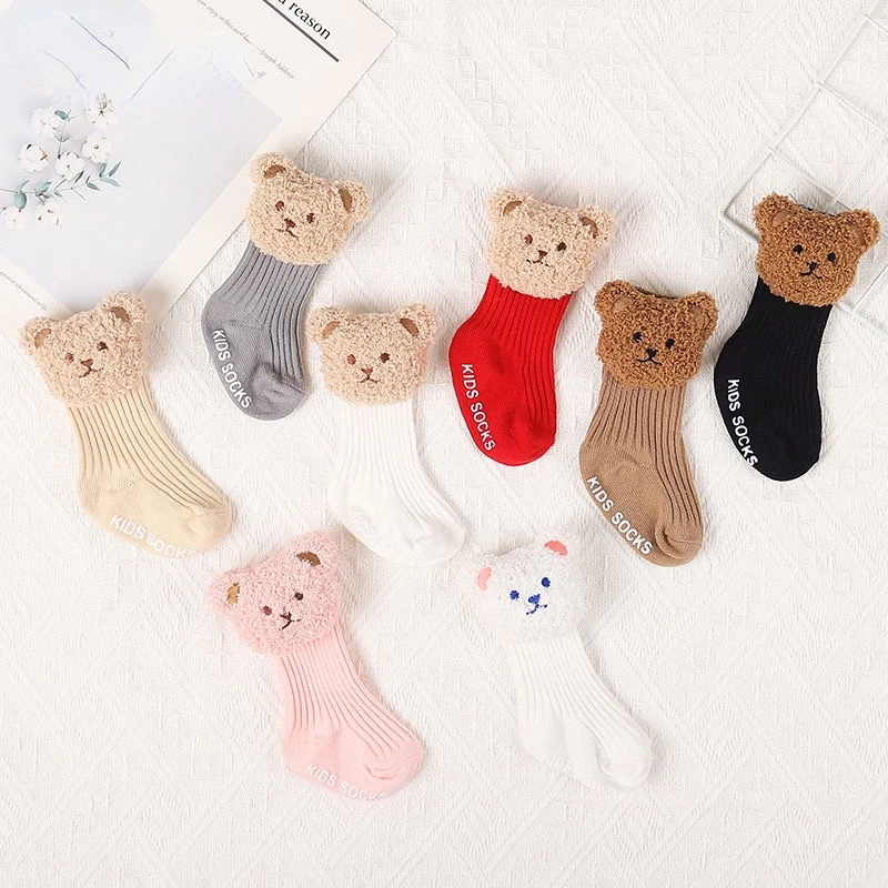 

Korean Cute Cartoon Calf Sock for Infant Baby Boys Girls Lovely Bear Non-slip Floor Toddler Sock Spring Autumn Baby Girl Clothes