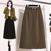 Plus Size Skirt Women 2024 Autumn New High Elastic Waist Black Pink A Line Skirt Women Korean Style Large Size Woolen Skirts - Image 4