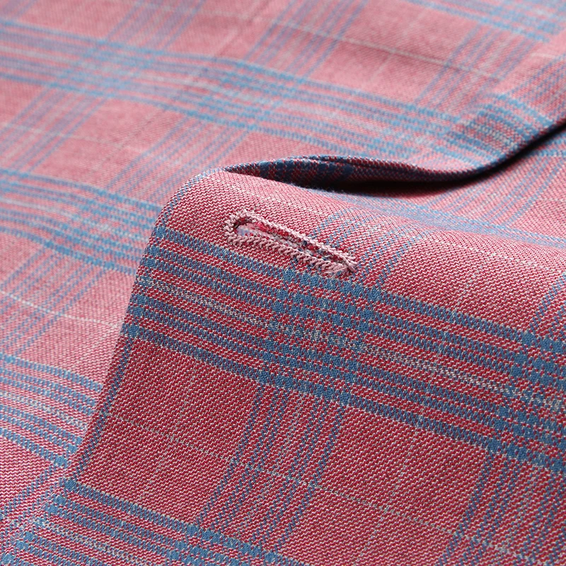 Pink Dress Plaid Blazer for Men Spring New Notched Lapel One Button Suit Jacket Wedding Business Formal Blazer Hombre