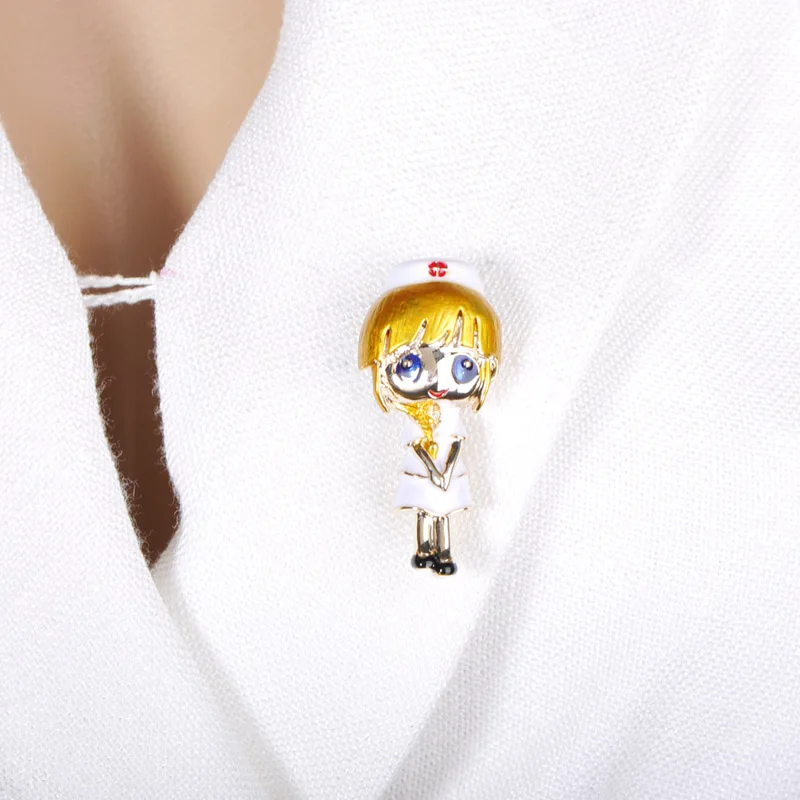 Funmor Carton Nurse Brooch Enamel Pins Alloy Jewelry Women Girls Dress Coat Shirt Decoration Corsage Daily Work Accessories Gift