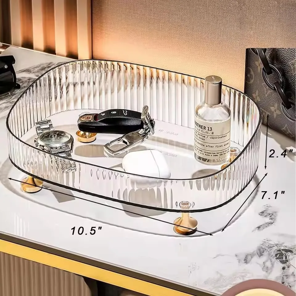 Desktop Storage Box Vanity Make up Organizer Trays for Skincare and Cosmetics, Bathroom Tray Countertop 6