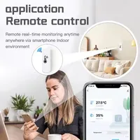 ทูย่า ไวไฟ เทอร์โมกราฟบลูทูธเครื่องวัดอุณหภูมิเครื่องวัดความชื้นสัมพัทธ์เครื่องวัดอุณหภูมิไร้สายเซ็นเซอร์ความชื้นทำงานร่วมกับอเล็กซา กูเกิล สมาร์ทโฮม 3